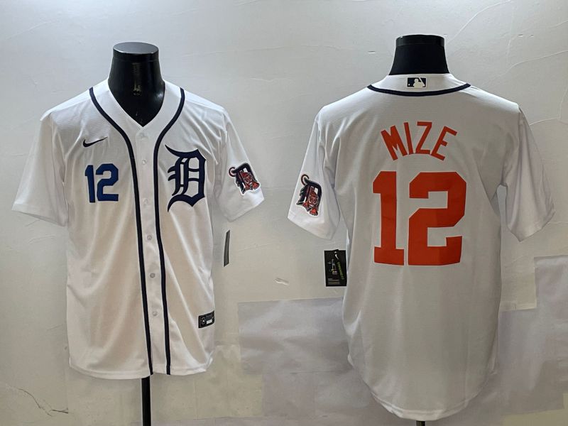 Men Detroit Tigers #12 Mize White Game 2025 Nike MLB Jersey style 3131->detroit tigers->MLB Jersey